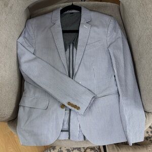 Like New Crewcuts Boys Ludlow Light Blue Pinstripe Blazer